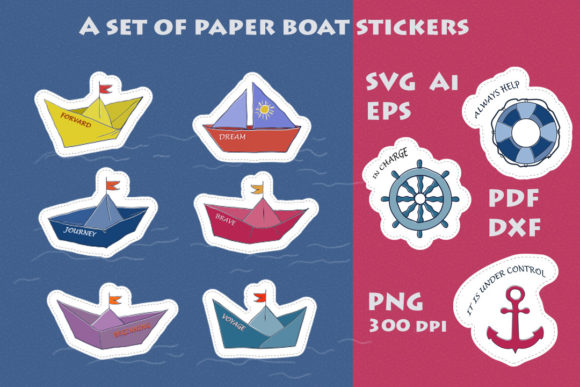 A Set of Paper Boat Stickers for Creative Projects