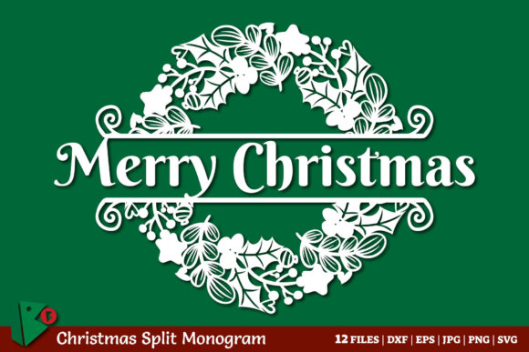 Christmas Flower Split Monogram for Crafts