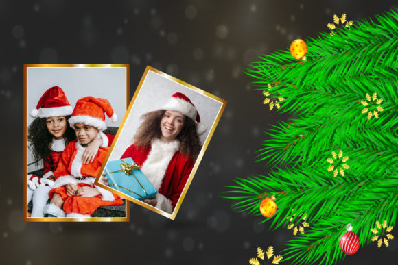 Christmas Photo Frame with Pine Branch