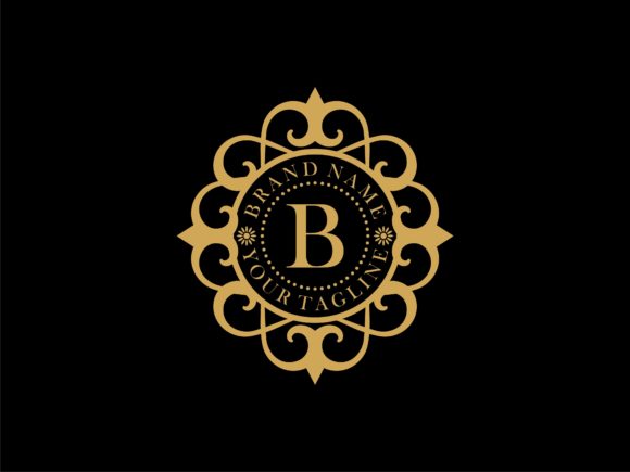 Circle Badge Royal Ornament Initial B