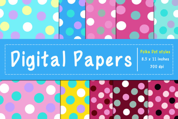 Digital Paper Set - Cute Polka Dots