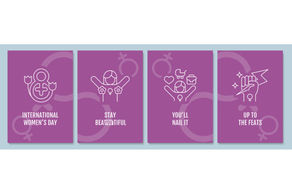 International Women Day Postcard Set: Modern Lineart Design