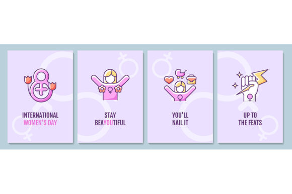 International Women Day Purple Card Set