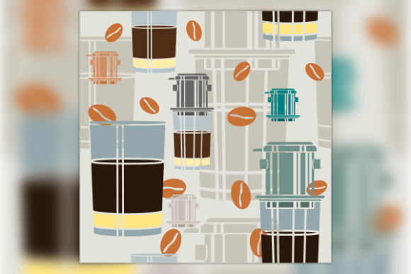 Pattern of Vietnam Coffee and Glass Mugs: Bringing Tradition to Your Next Design Project