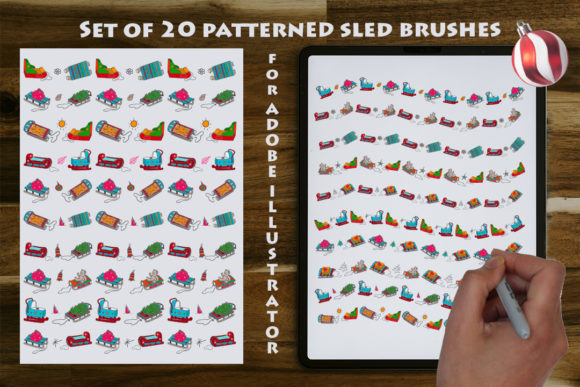 Set of 20 Patterned Sled Brushes