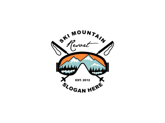 Ski Mountain in Glasses Frame Vector: A Versatile Asset for Winter Sports Branding