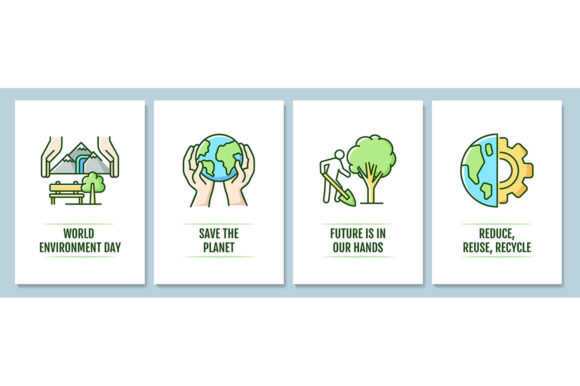 World Environment Day Greeting Card Set: Creative Tools for a Greener Future
